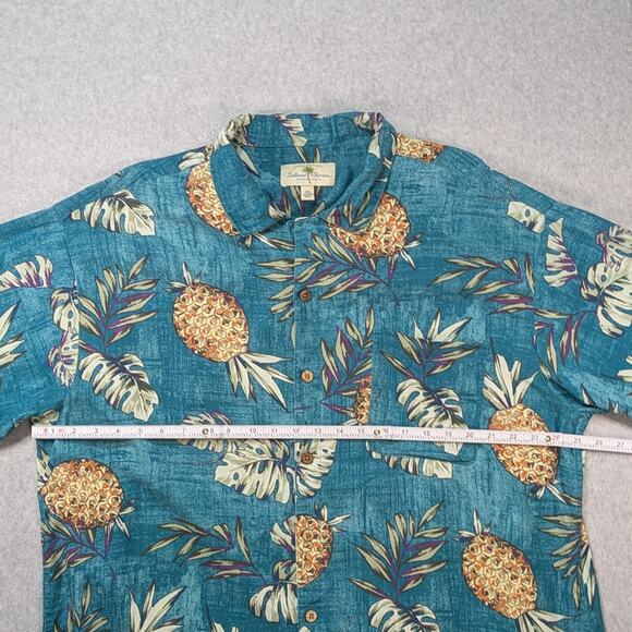 Island Shores Mens XXL Green Hawaiian Shirt Washable Silk Button Up Short Sleeve - Picture 4 of 7